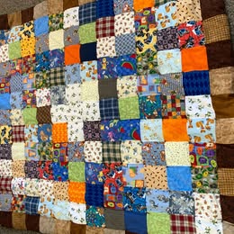Home Made Homesteader Quilt, Boy Themed, Patch Quilt 80" long 68" Wide, Patch Work