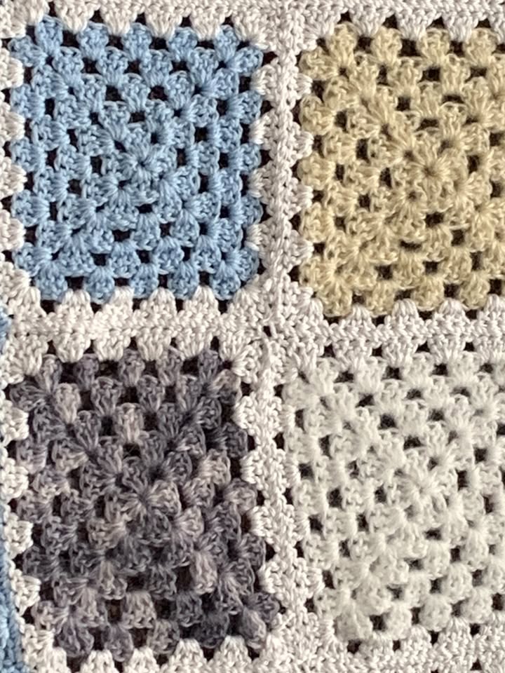 New Hand Crocheted Baby/Lap Blanket Granny Squares, Christmas Gift, Shower Gift