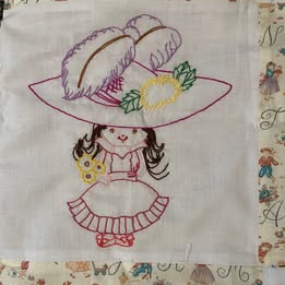 Hand Embroidered Girls' Quilted Blanket, 100% Cotton, Lap Quilt, Various Colors,