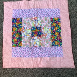 Baby Quilt/Blanket, Hearts, Elephants, Teddy Bears, Flowers, Floor Mat, 38 x 38 Inches