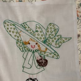 Hand Embroidered Girls' Quilted Blanket, 100% Cotton, Lap Quilt, Various Colors,