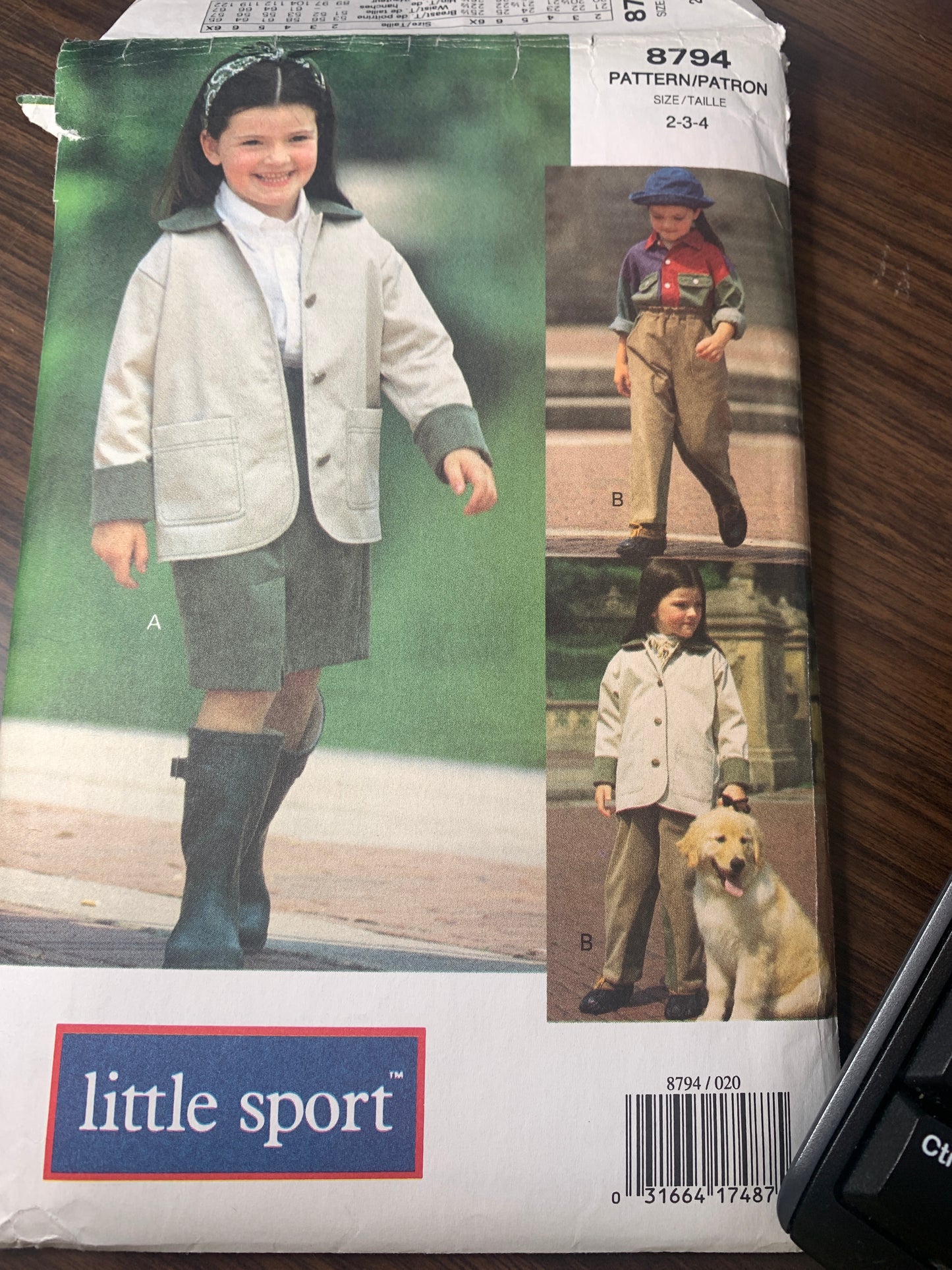 Vogue Sewing Pattern 8794 Girls' Jacket, Skirt, Pants, Loose-Fitting, Pockets, Long Sleeves, Size 2-4, Cut, Vintage 1993