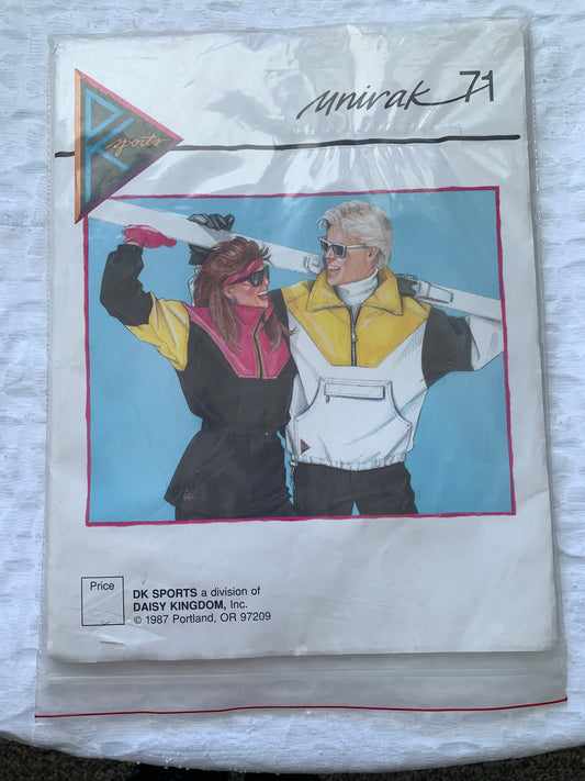 Daisy Kingdom Sewing Patterns 71 Men/Women Pullover Ski Jacket, Parka, Pockets, Size 28-50, Uncut, Vintage 1984