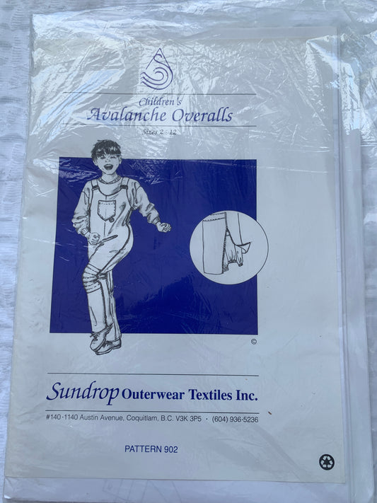 Sundrop Outerwear Textiles Sewing Pattern 902 Boys'/Girls' Overalls, Size 2-12, Uncut, Vintage