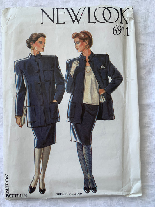 Simplicity New Look Sewing Pattern 6911 Misses' Jacket, Skirt, Button Front, Pockets, Size 8-18, Uncut, 2002