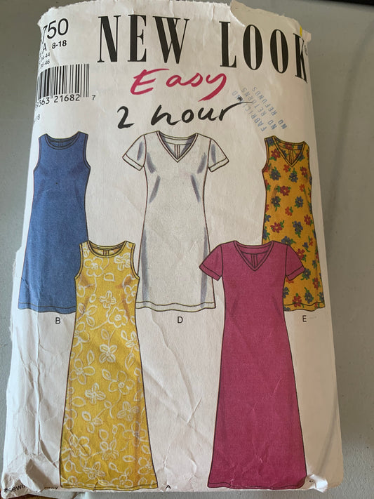 Simplicity New Look Sewing Pattern 6750 Misses' Dress, Tunic, Sleeveless, Short Sleeves, Two Lengths, 5 Variations, Size 8-16, Cut, 2011
