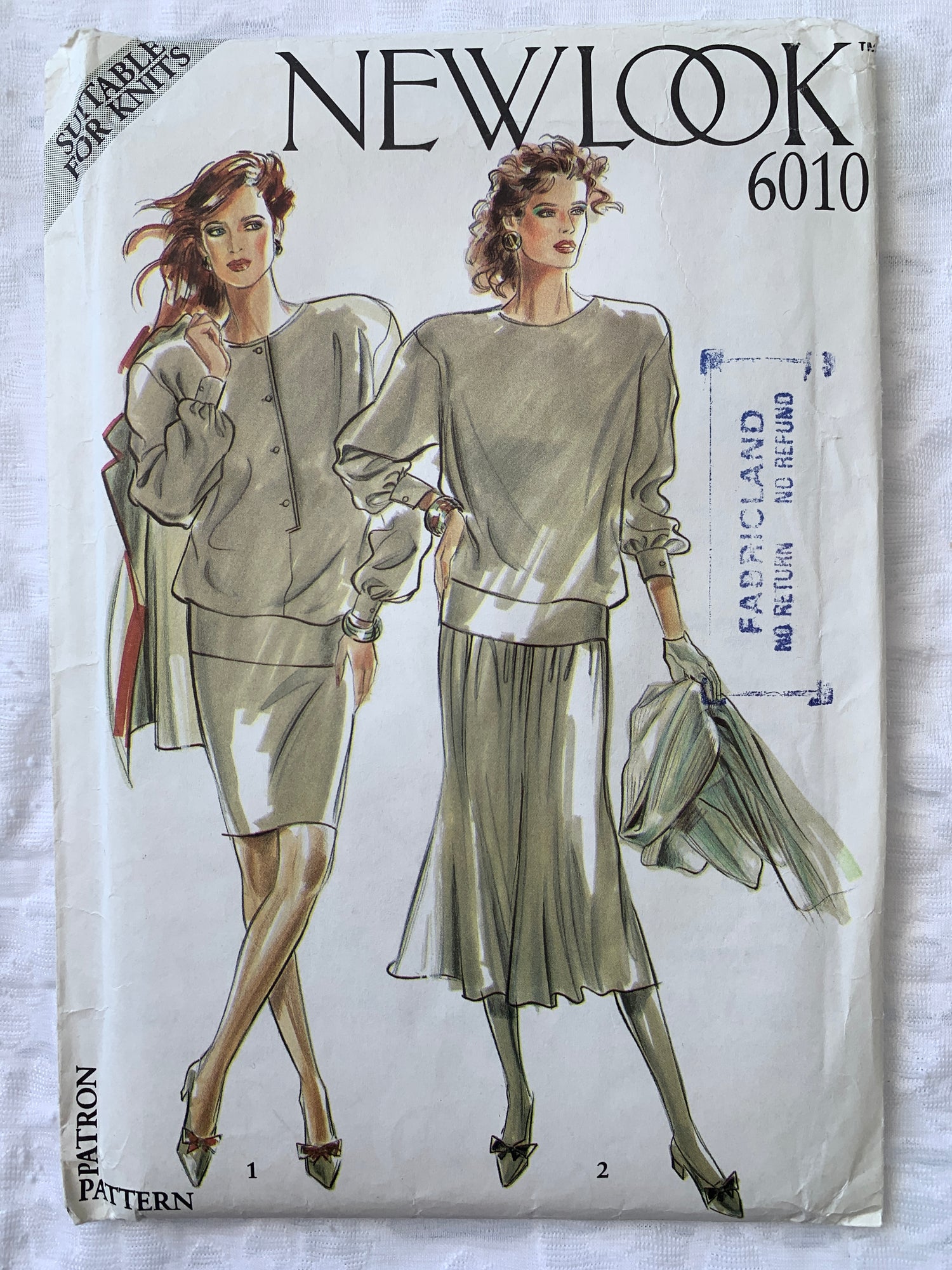 Simplicity New Look Sewing Pattern 6010 Misses' Top, Skirt, Long Sleeves, Elastic Waist, Two Lengths, Size 8-18, Uncut, Vintage 1999