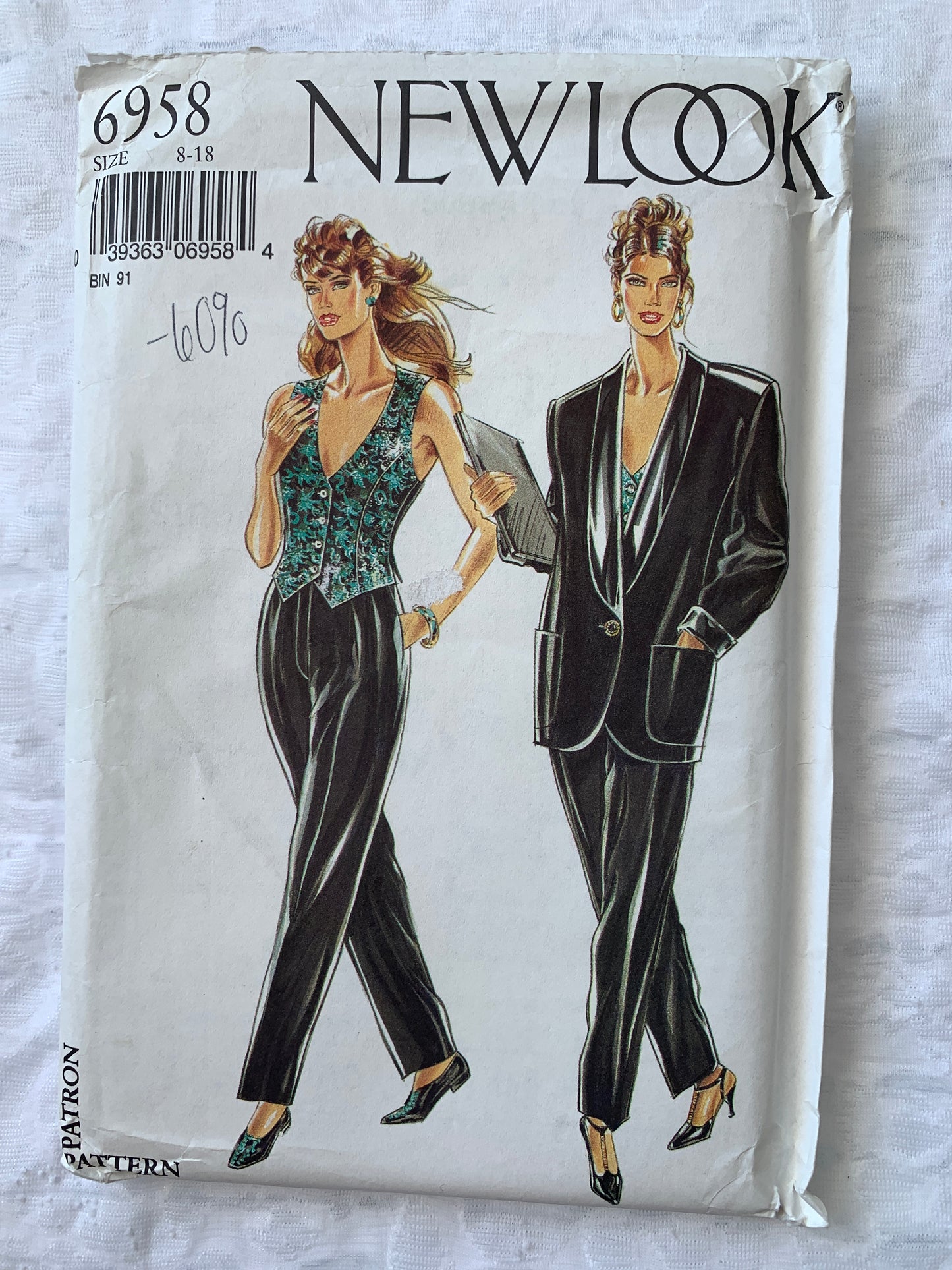 Simplicity New Look Sewing Pattern 6958 Misses' Jacket, Vest, Pants, Long Sleeves, Sleeveless, Button Front, Size 8-18, Uncut, 2002