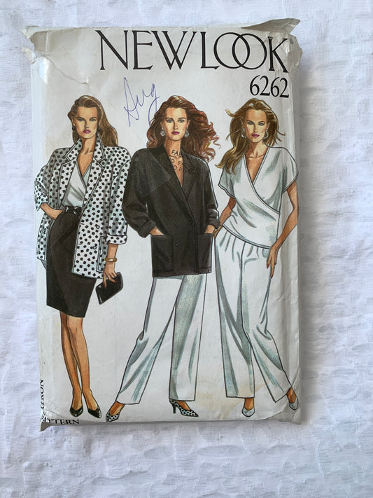 Simplicity New Look Sewing Pattern 6262 Misses' Pants, Tops, Jacket, Skirt, Short Sleeves, Pockets, Size 8-18, Uncut, Vintage 1999
