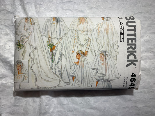Butterick Sewing Pattern 4649 Misses' Bridal Veils, Headpieces, Accessories, One Size, Uncut, Vintage 1987