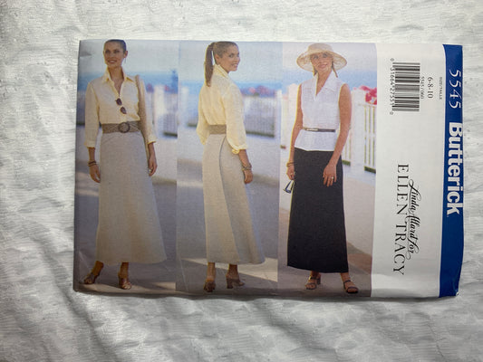 Butterick Linda Allard/Ellen Tracy Sewing Pattern 5545 Misses'/Misses' Petite Top, Skirt,  Size 6-10, Uncut, Vintage 1998
