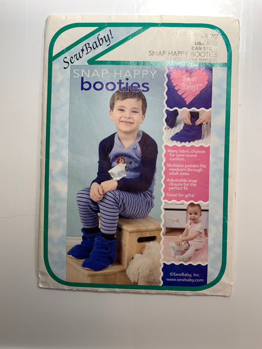 Sew Baby Sewing Pattern F897 Snap Happy Booties, Newborn to Adult, Size 3 mths - 12, Uncut, Vintage 1989 
