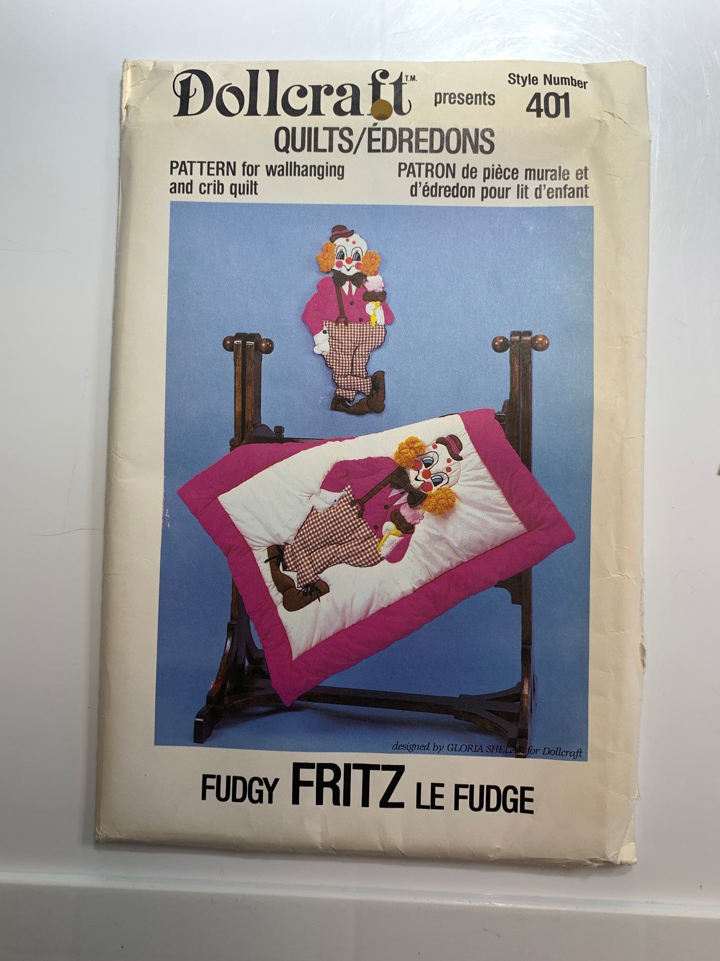 Dollcraft Sewing Pattern 401, Wallhanging, Crib Quilt, Clown, Fudy Fritz, Uncut, Vintage 1985