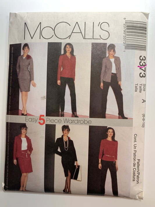 McCall's Sewing Pattern 3373 Misses'/Miss Petite Shirt-Jacket, Dress, Top, Pants, Skirt, Zipper, Princess Seams, Size 6-10, Uncut, 2001
