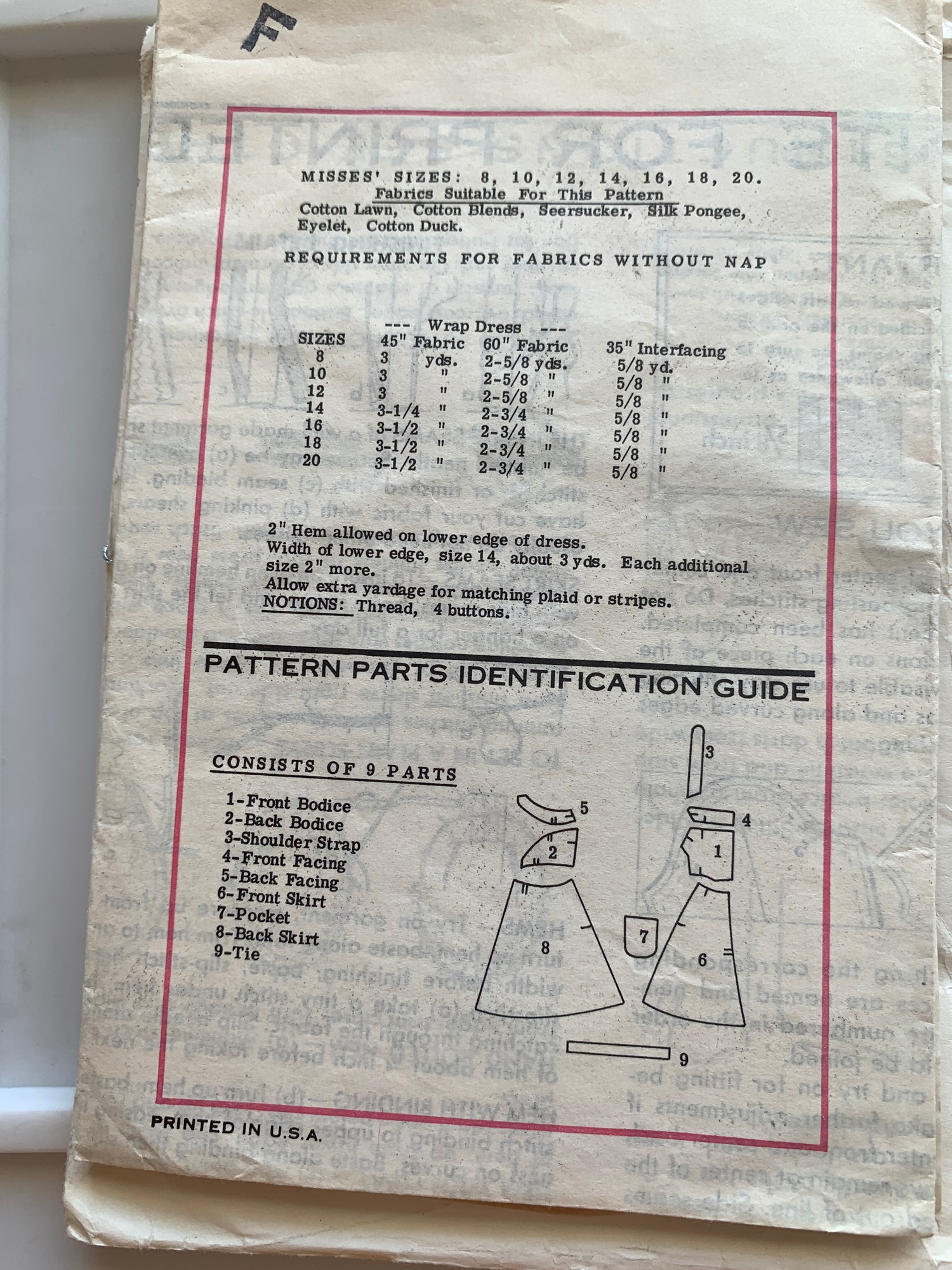 Free Press Sewing Pattern 9143 Misses' Dress, Shoulder Straps, Pockets, Size 18, Uncut, Vintage 1963