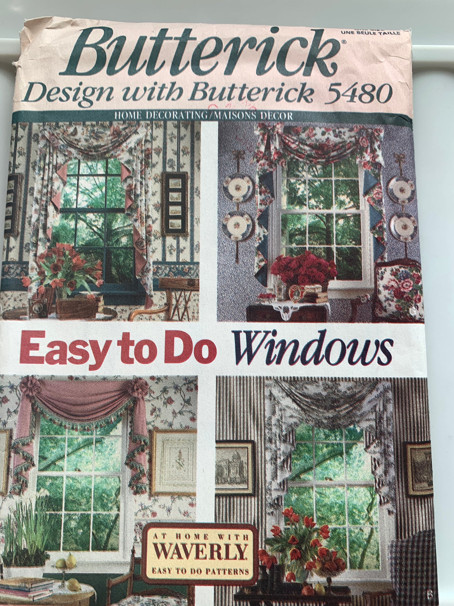 Butterick Sewing Pattern 5480 Window Shades, Coverings, 10 Variations, Unlined, Curtains, Jabot, Valance, Swag, Cafe, Uncut, Vintage 1991
