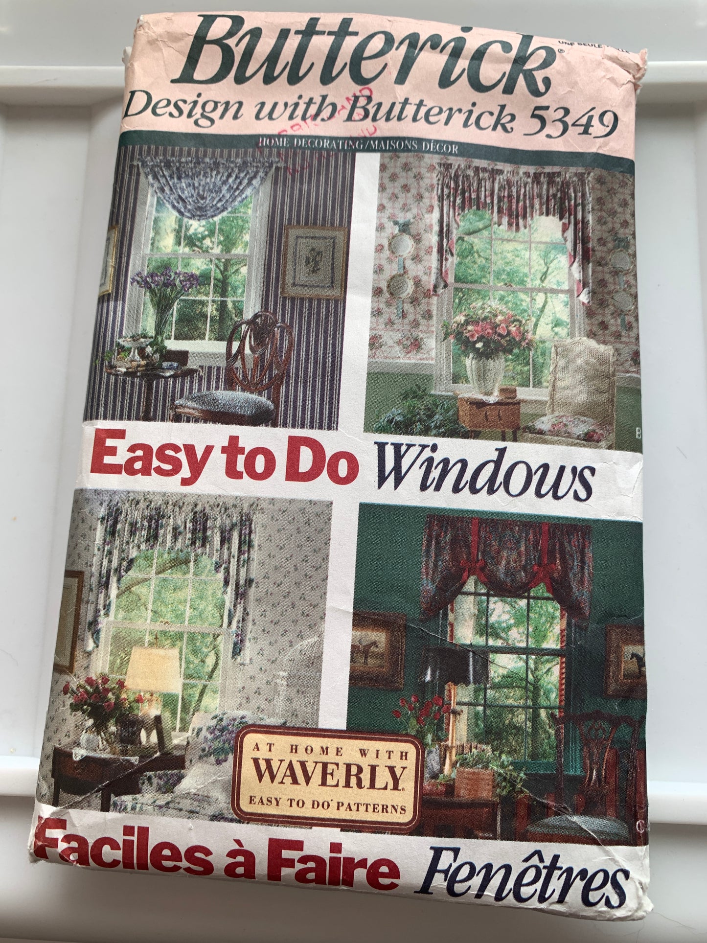 Butterick Sewing Pattern Waverly 5349 Window Shades, Coverings, 4 Variations, Curtains, Jabot, Valance, Swag, Cafe, Uncut, Vintage 1991