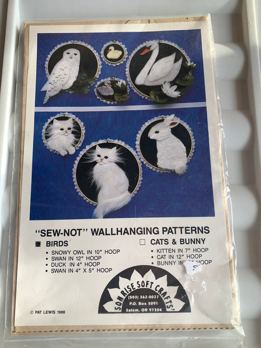 Son Rise Soft Craft Wall Hanging Animal Pattern Birds, Snowy Owl, Swan, Duck, Swan, Various Sizes, Uncut, Vintage 1981