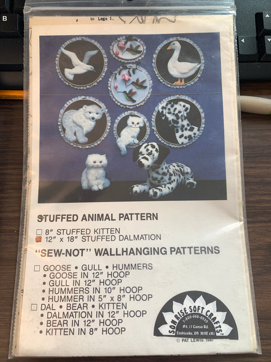 Son Rise Soft Craft Stuffed Animal Pattern Dalmation, Size 18 x 12", Uncut, Vintage 1981