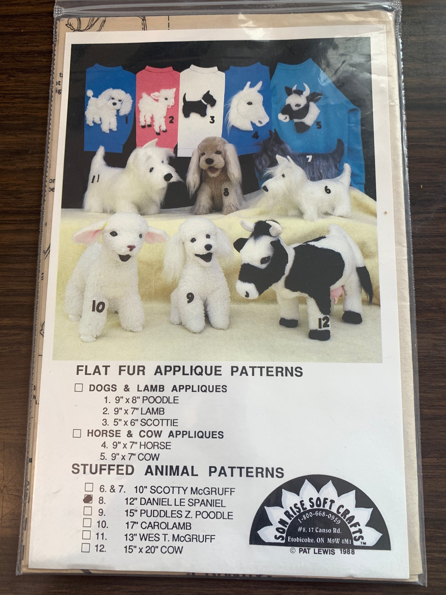 Son Rise Soft Craft Stuffed Animal Patterns, Daniel Le Spaniel Size 12", Uncut, Vintage 1981