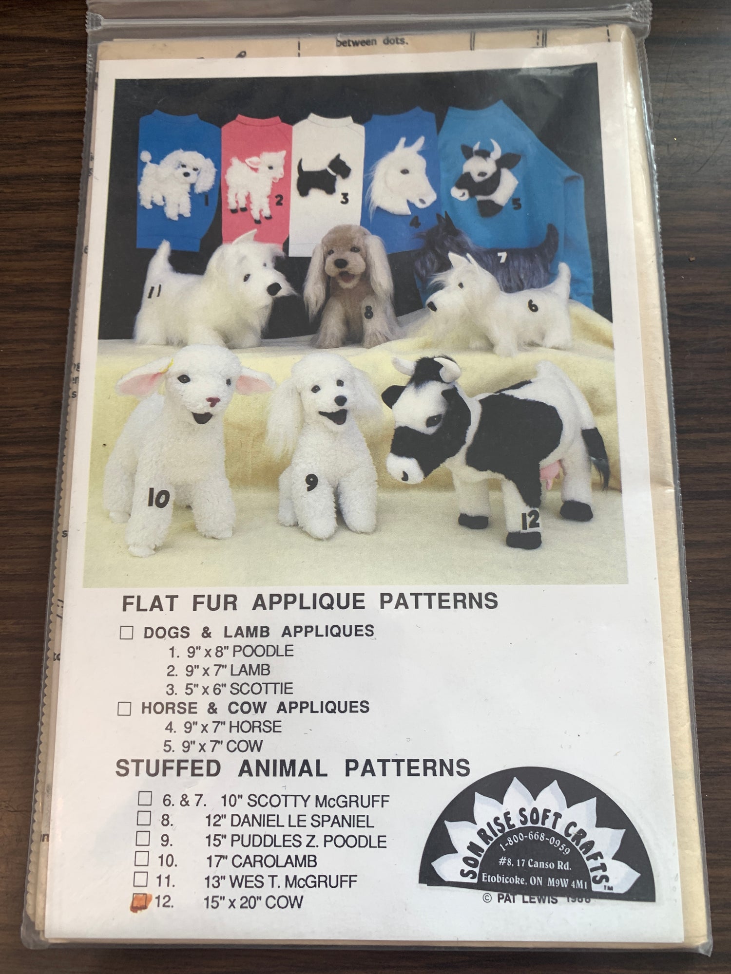 Son Rise Soft Craft Stuffed Animal Patterns, Cow, Size 15" x 20". Uncut, Vintage 1981 