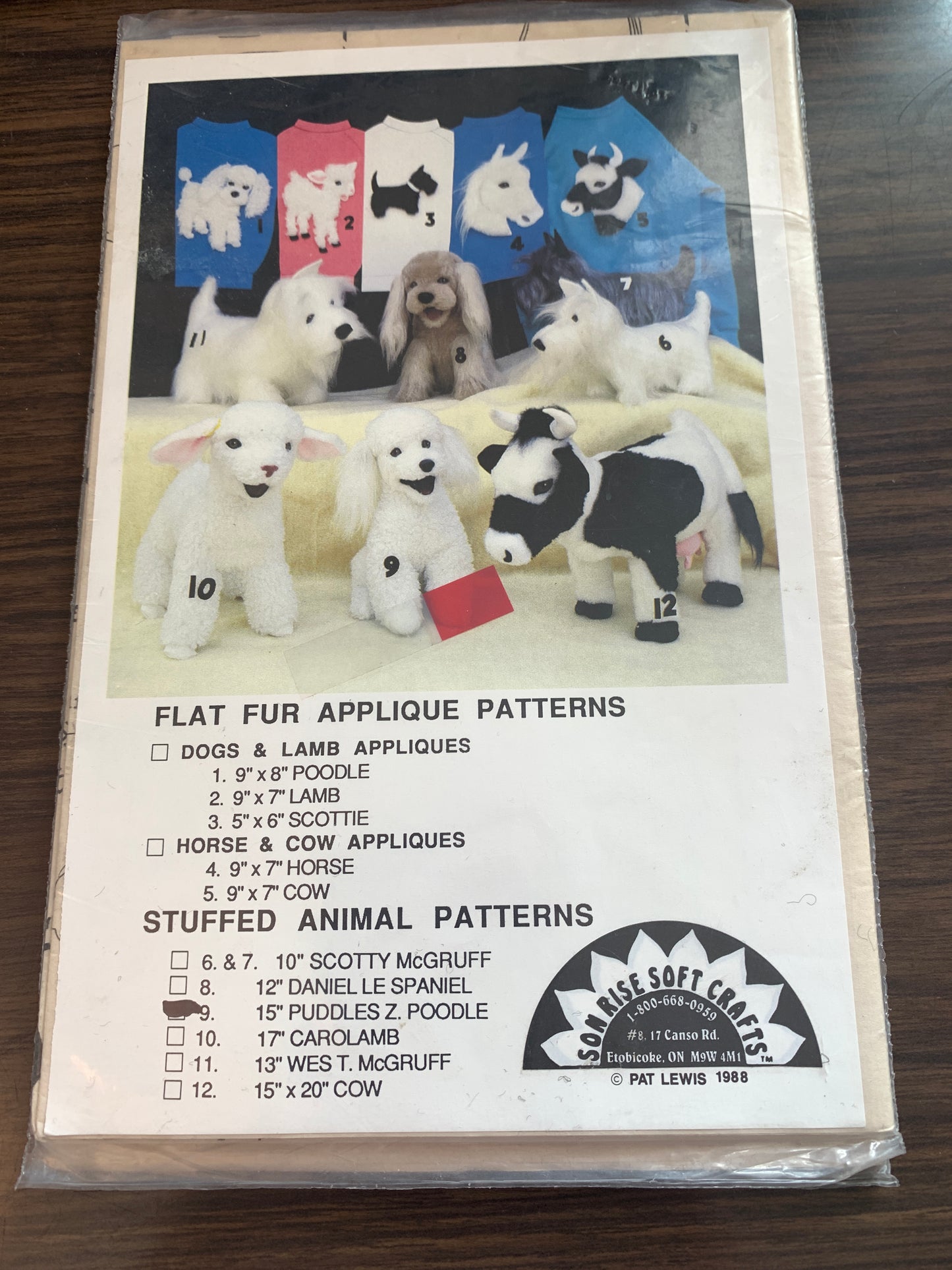 Son Rise Soft Crafts Stuffed Animals, Dog, Puddles Z Poodle, Size 15", Uncut, Vintage 1981