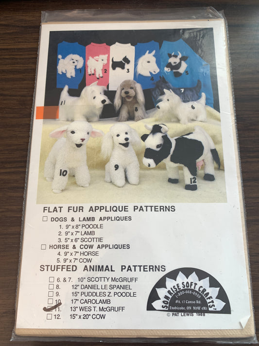 Son Rise Soft Crafts Stuffed Animals, Wes T. McGruff, Size 13", Uncut, Vintage 1981