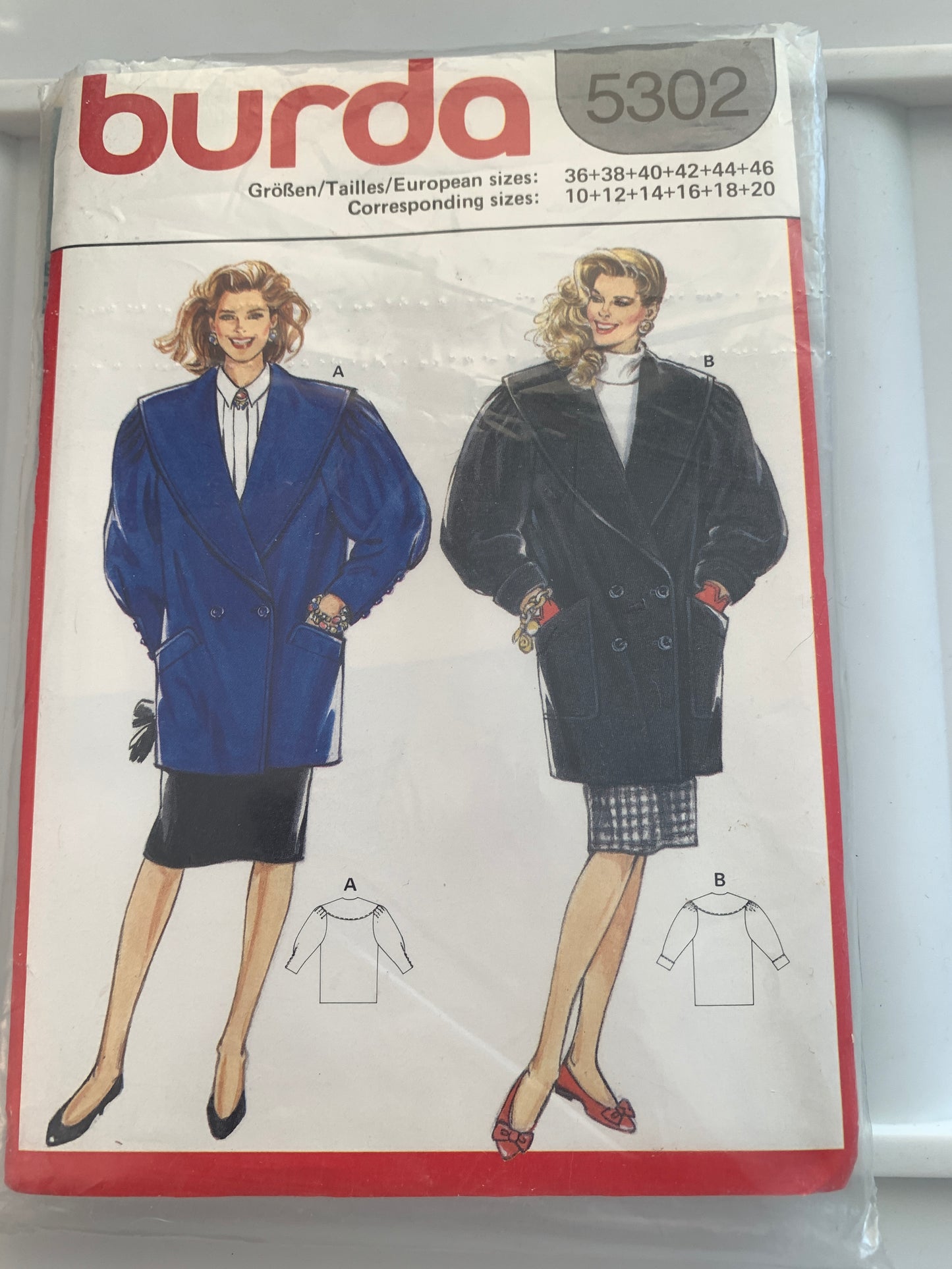 Burda Sewing Pattern 5302 Misses' Coat, Jacket, Semi-Fitted, 2 Lengths, Collar, Button Front, Size 10-20, Uncut, 2015