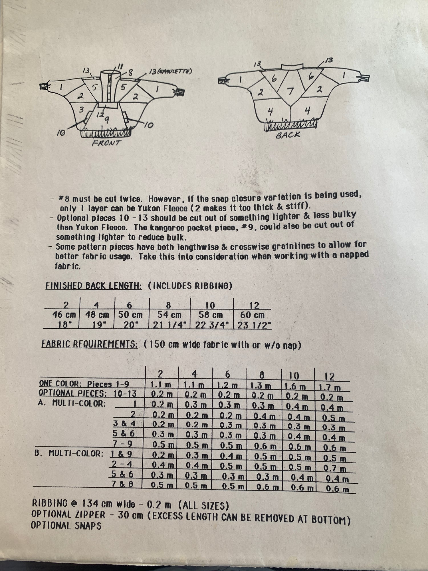 Unique Sewing Patterns 4261 Youth Sweat Jacket, Long Sleeves, Pockets, Zipper Front, Size 2-12, Vintage 1990