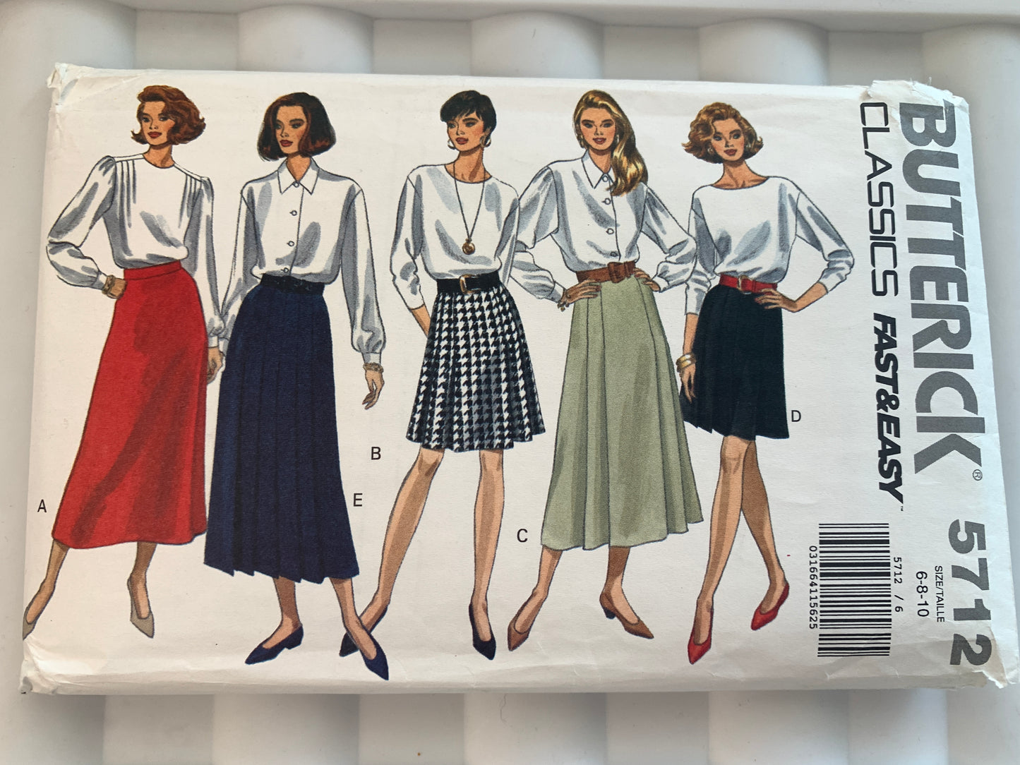 Butterick Sewing Pattern 5857 Misses'/Misses' Petite Skirt, Pants, Capris, Elastic Waist, Two Lengths, Tapered, Pockets, Size 6-10, Uncut, Vintage 1991