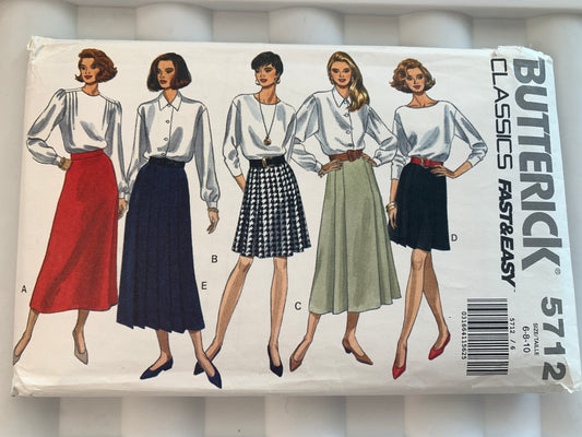 Butterick Sewing Pattern 5857 Misses'/Misses' Petite Skirt, Pants, Capris, Elastic Waist, Two Lengths, Tapered, Pockets, Size 6-10, Uncut, Vintage 1991