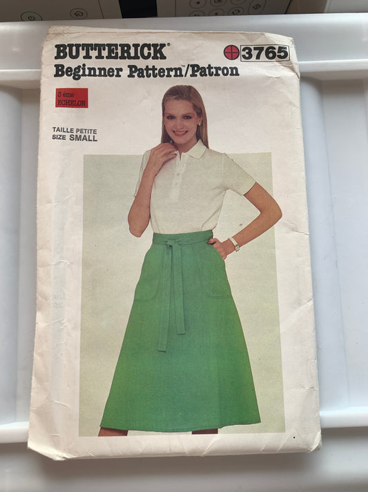 Butterick Sewing Pattern 3765 Misses' Skirt, Back Wrap, Size 8-10, Uncut, Vintage 1992