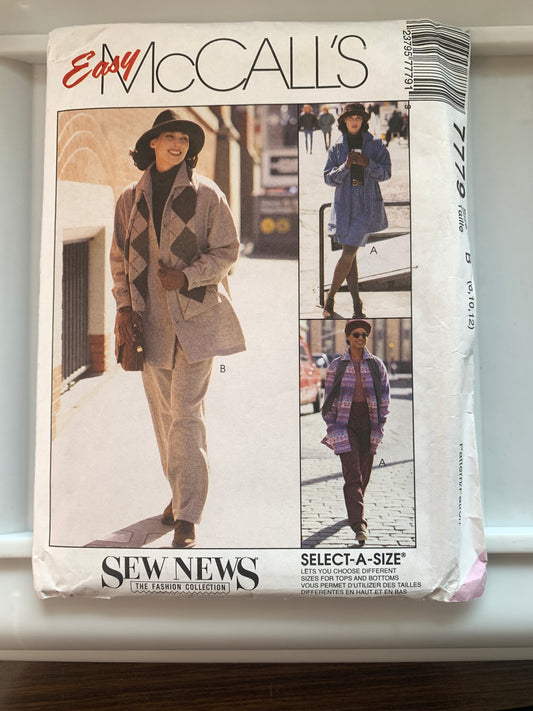 McCall's Sewing Pattern 8402 Misses' Vest, Button Front, Size 12-14, Uncut, Vintage 1996