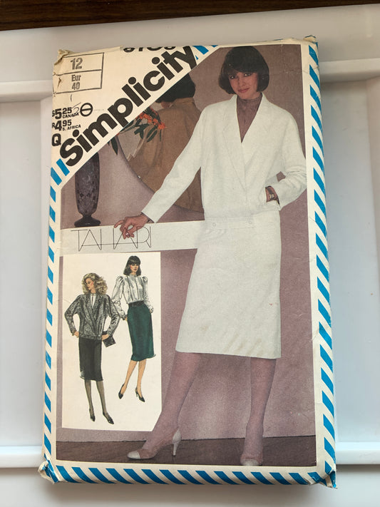 Simplicity Sewing Pattern 6106 Misses' Skirt, Blouse, Lined Jacket, Long Sleeves, Pleats, Size 12, Uncut, Vintage 1972