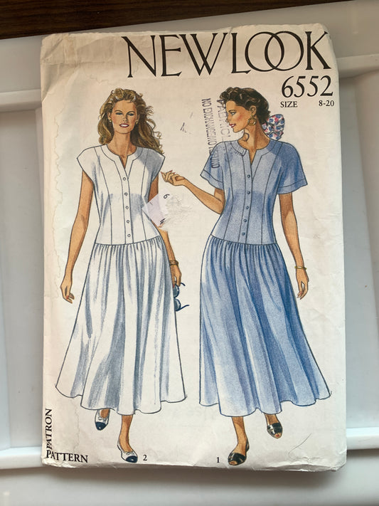 Simplicity New Look Sewing Pattern 6552 Misses' Dress, Short Sleeves, Sleeveless, Button Front, Princess Seams, Size 8-18, Uncut, 2004