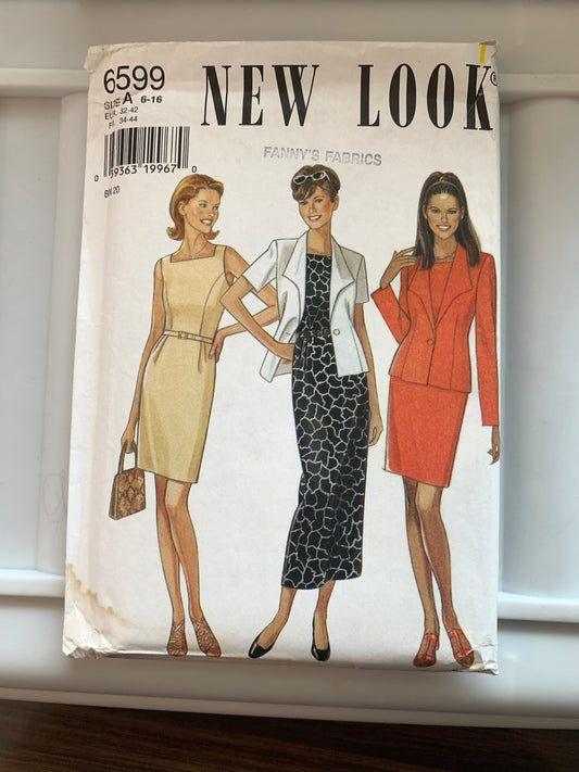 Simplicity New Look Sewing Pattern 6599 Misses' Dress, Jacket, Long/Short Sleeves, Sleeveless, Size 6-16, Uncut, 2007