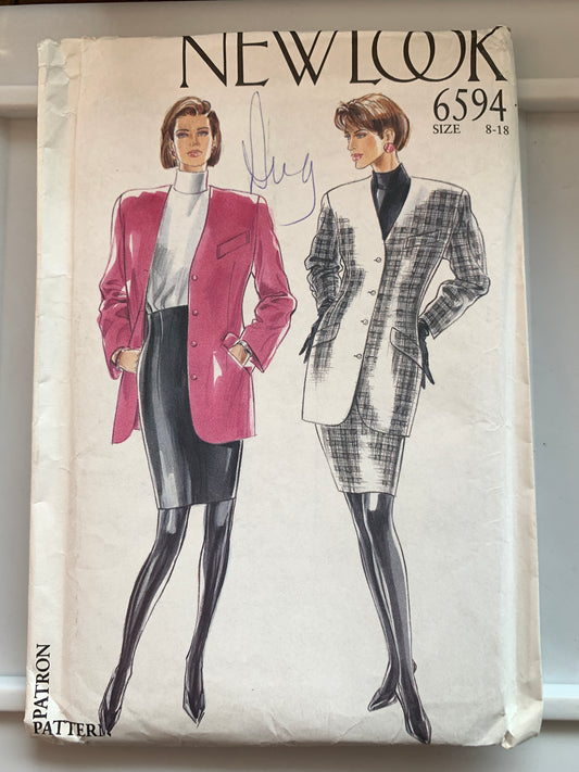 Simplicity New Look Sewing Pattern 6594 Misses' Jacket, Skirt, Button Front, Long Sleeves, Size 8-18, Uncut, 2002
