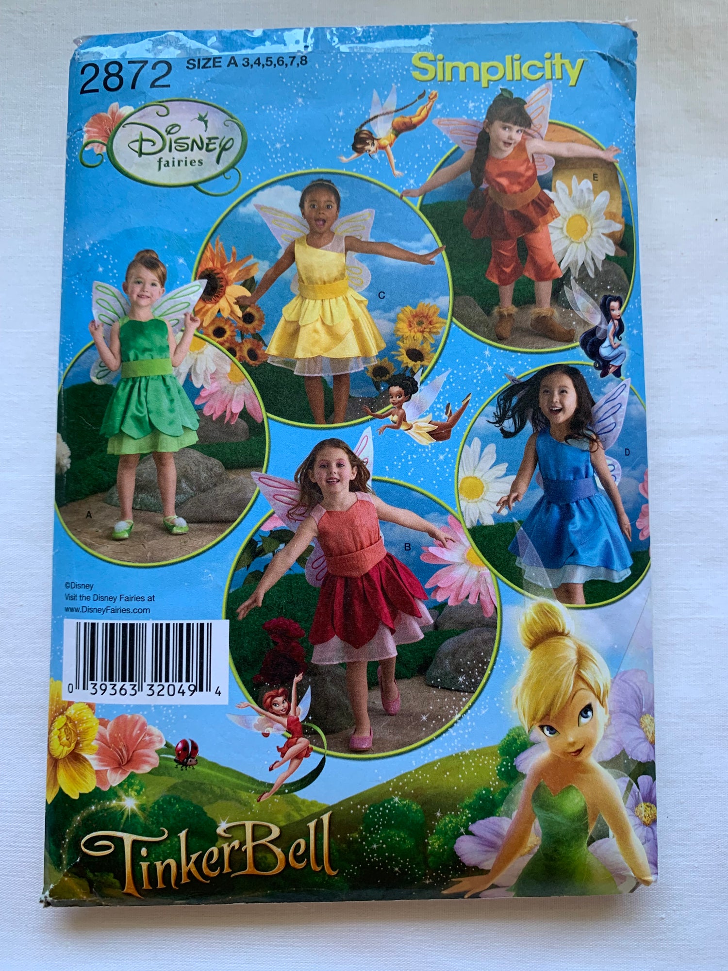 implicity Sewing Pattern 2872 Girls' Costume, Halloween, Fairy, Tinkerbell, Disney, Size 3-8, Cut, 2008