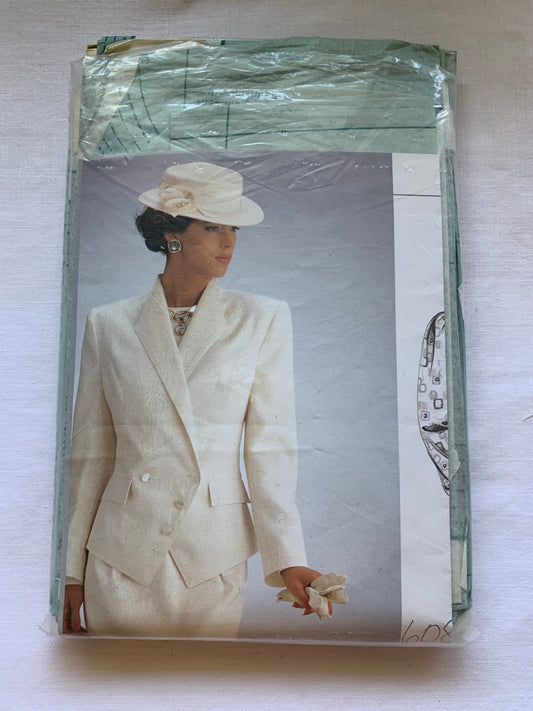 Burda Sewing Pattern 6089 Misses' Skirt, Top, Jacket, Button Front, Long Sleeves, Zipper Back, Size 34-46, Cut, Vintage 1995