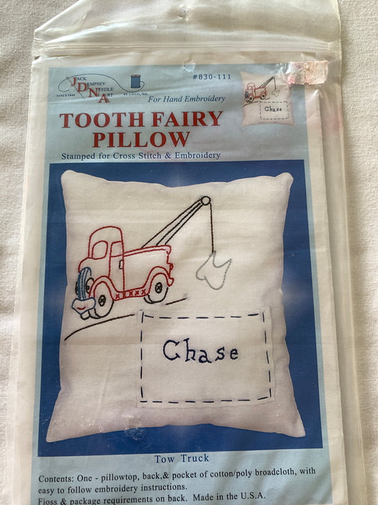 Tooth Fairy Pillow, Hang Embroidery, Tow Truck Design, Instructions
