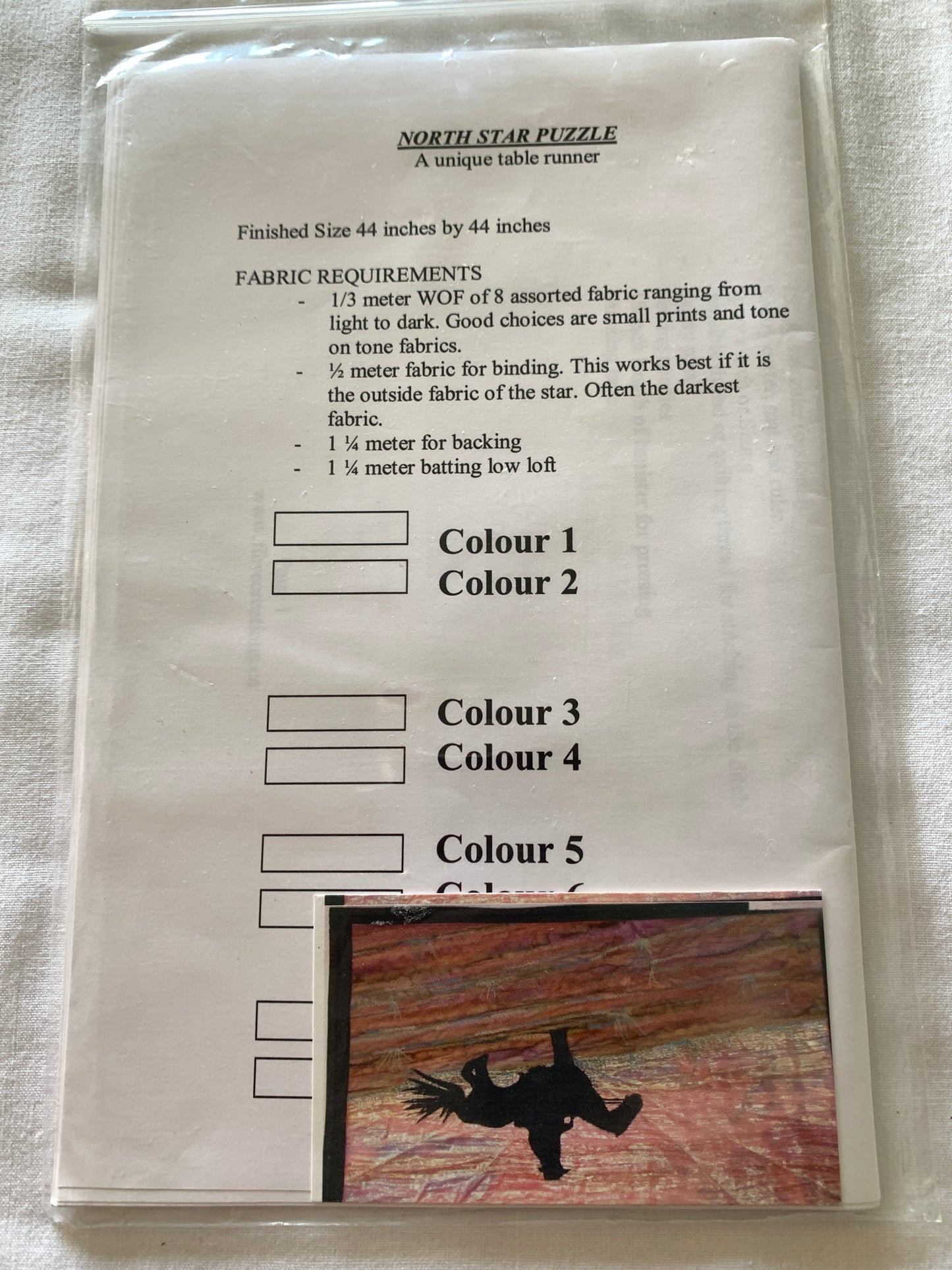 Quilted Table Topper, North Star Puzzle, Joyce Brown, Marg Hall, Pattern, Instruction