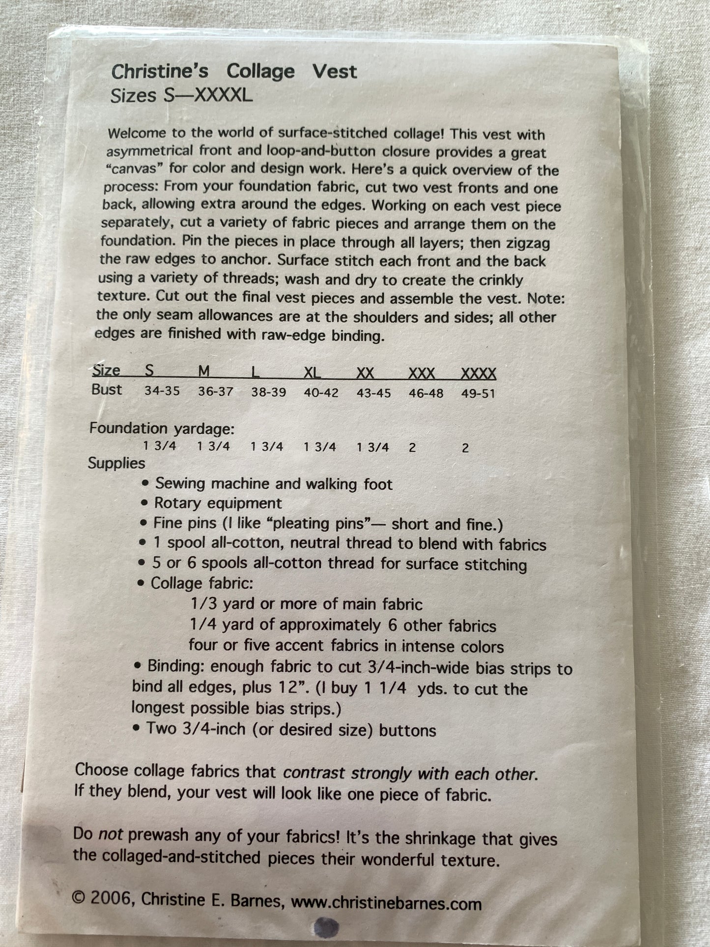 Christine's Collage Vest, Christine E. Barnes,