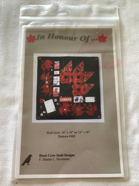 Remembrance Day, In Honour of, Canadian, Wall Quilt, Black Crow Quilt Designs, F Dianne L. Stevenson