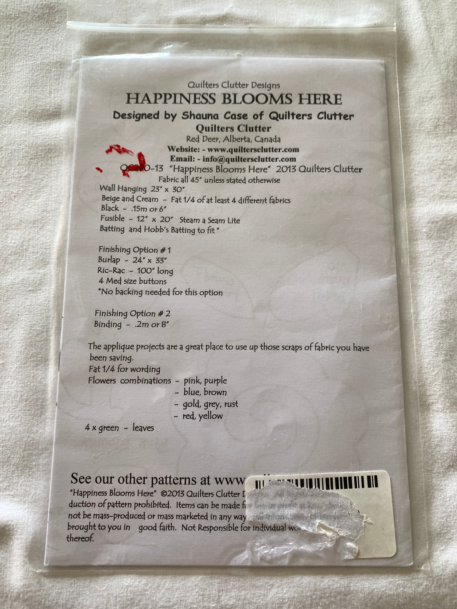 Wall Hanging Happiness Blooms Here, Shauna Case, Quilted, Quilters Clutter, Quilted