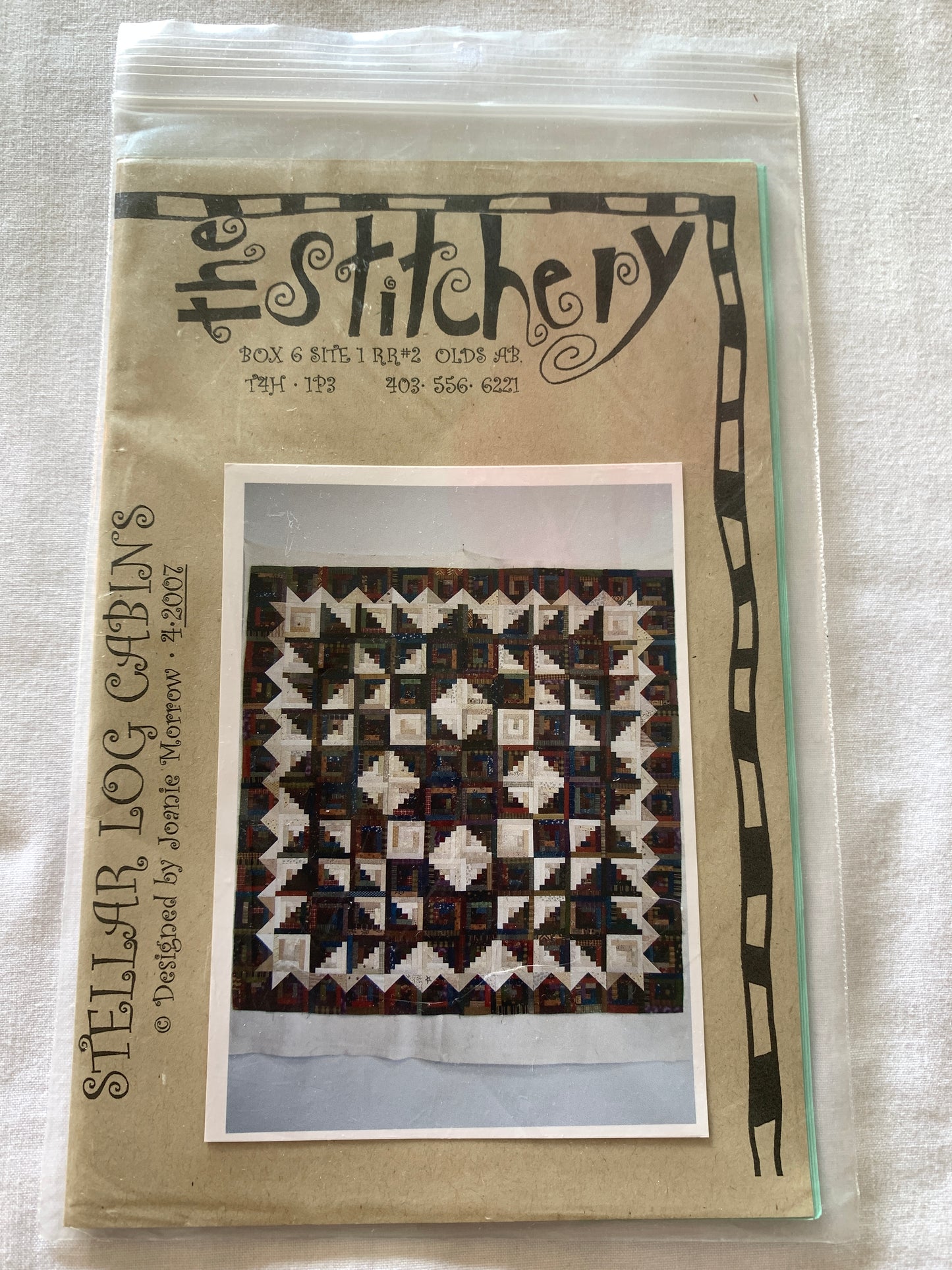 Wall Hanging, The Stitchery, Stellar Log Cabins, 42" x 42", 