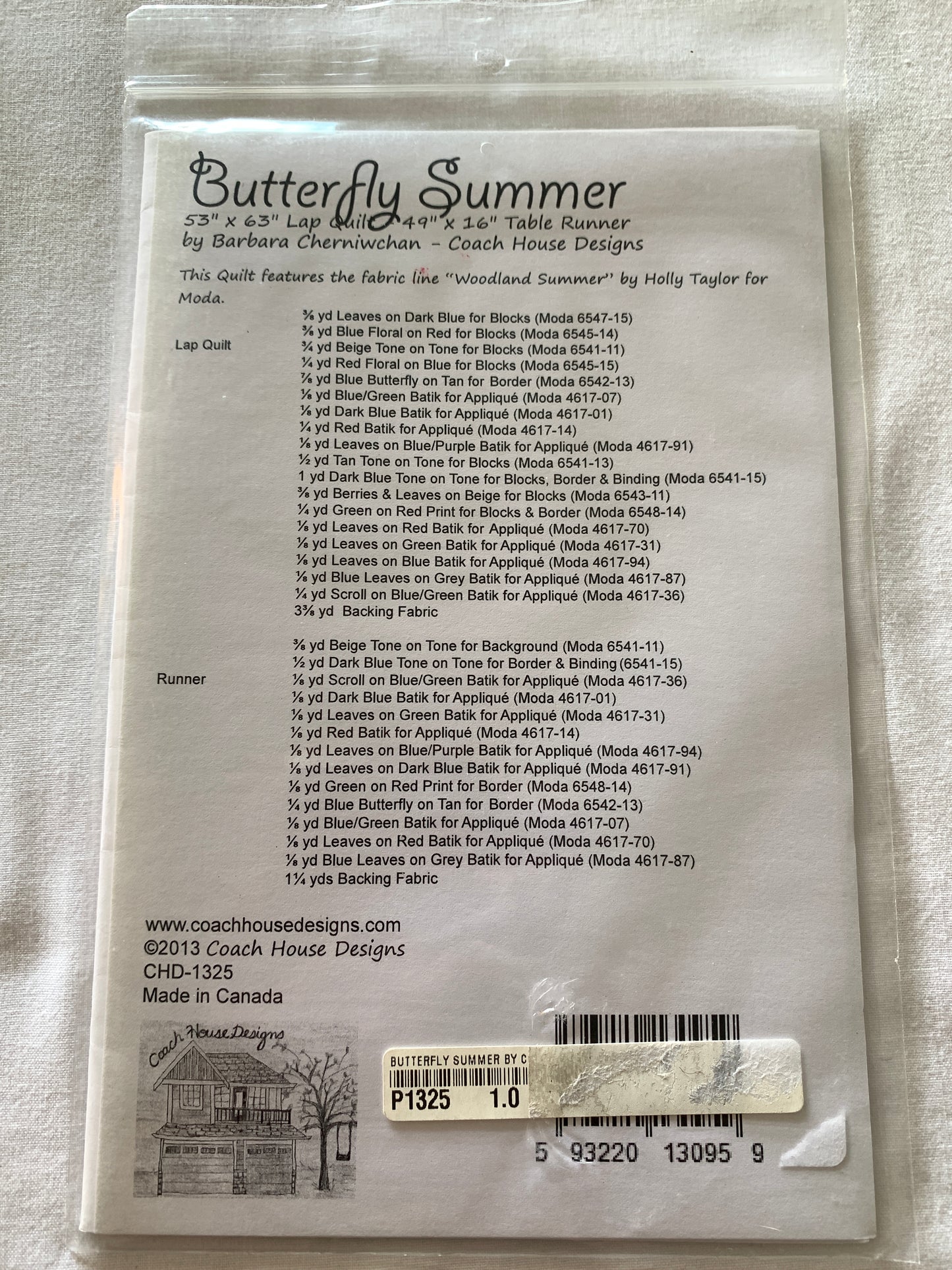 Wall Hanging, Butterfly Summer, Coach House Designs, Barbara Cherniwchan, Table Runner