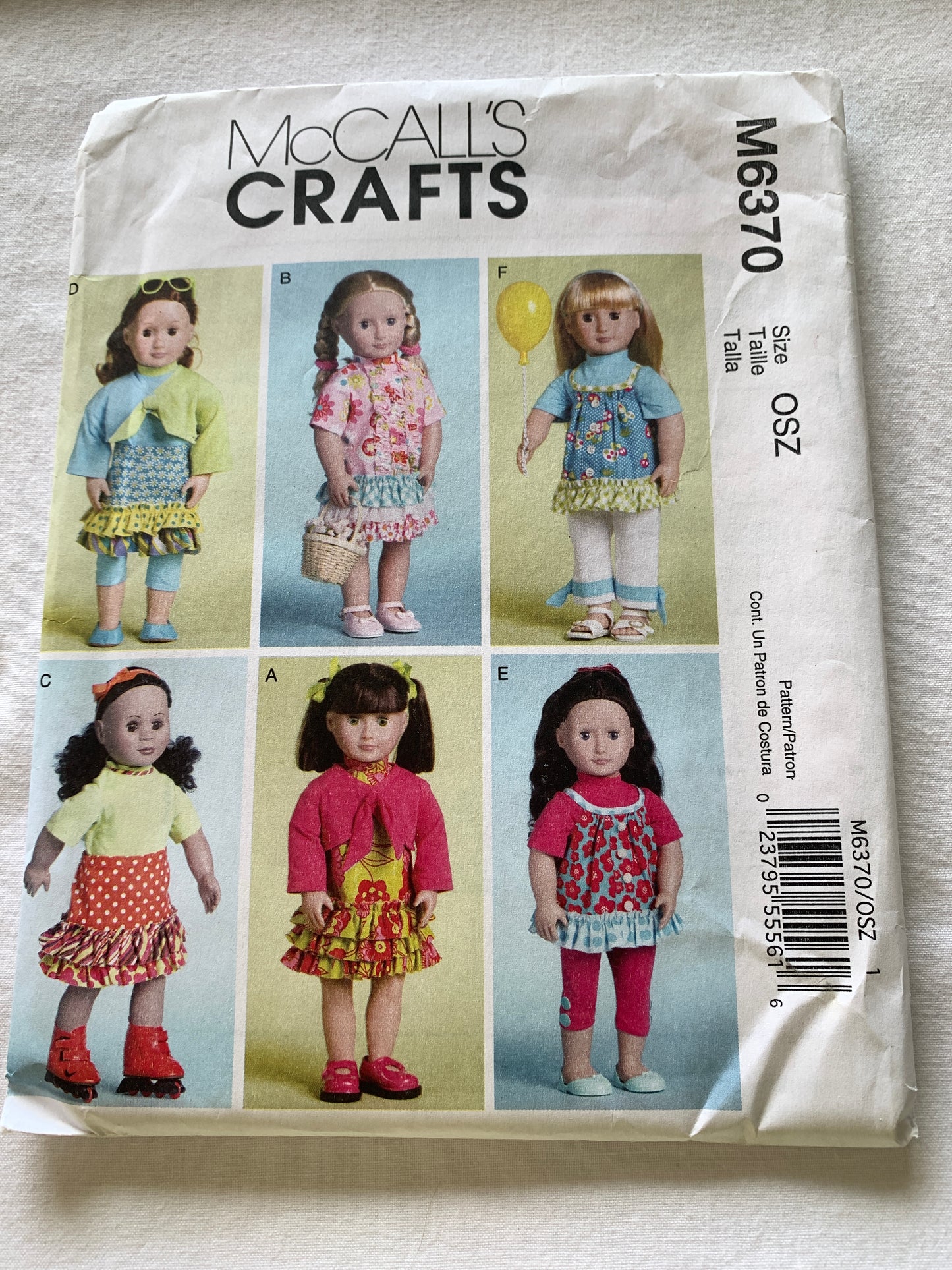 McCalls Sewing Pattern M6370 18" Doll Clothes, Short Sleeves, Button Back, Ruffles, 2011