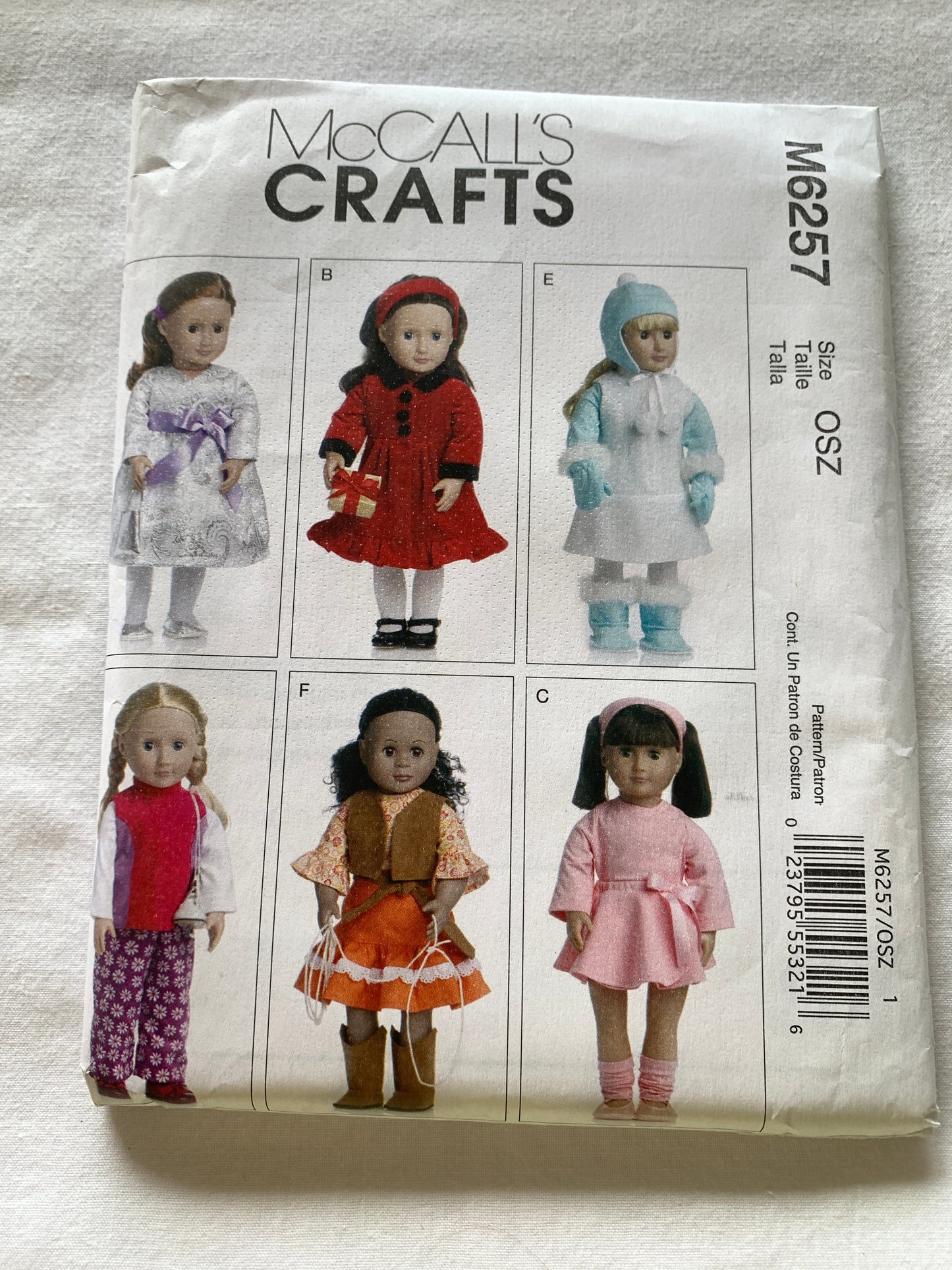 McCalls Sewing Pattern M6257 18" Doll Clothes, Short Sleeves, Button Back, Ruffles, 2010