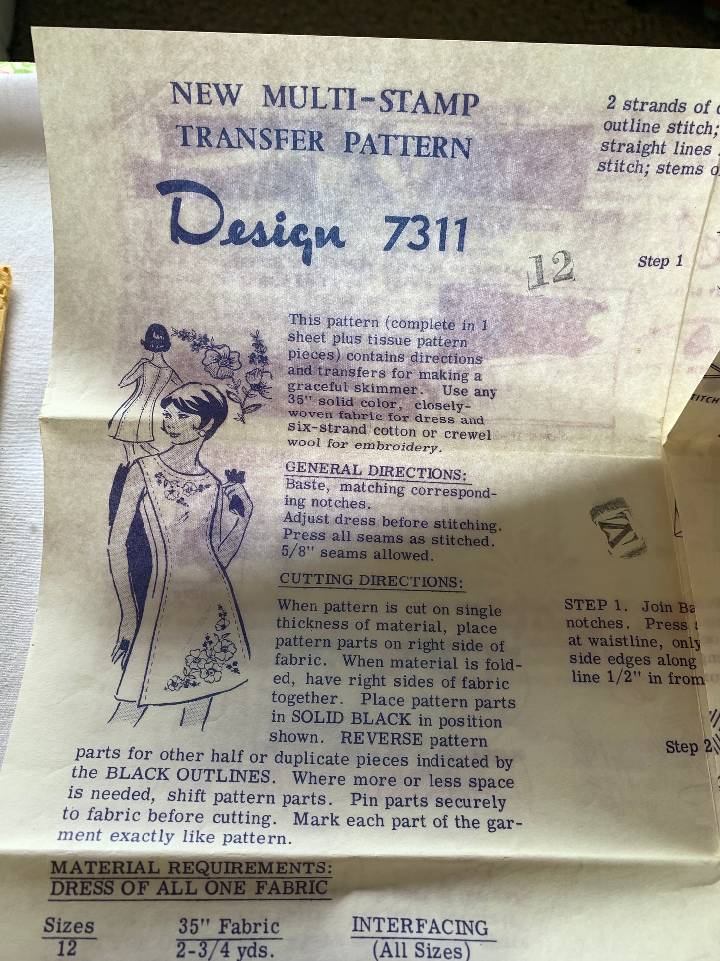 Western Producer Sewing Pattern 7311 Misses' Dress, Sleeveless, Zipper Back, Size 12, Uncut, Vintage 1970