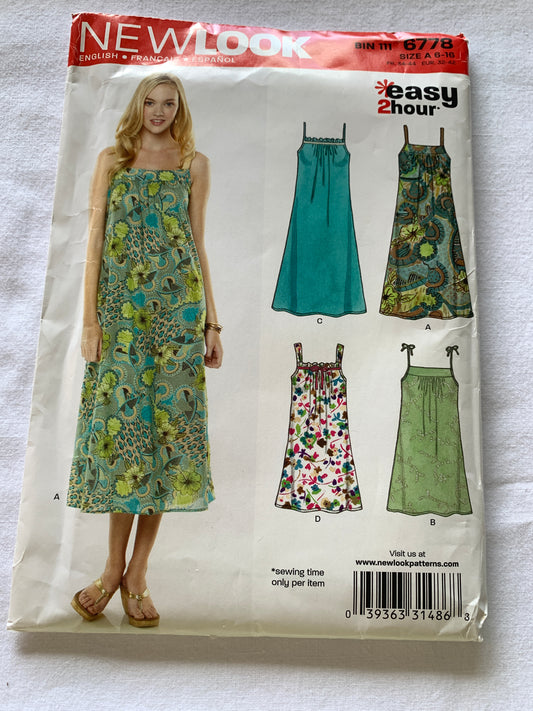 Simplicity New Look Sewing Pattern 6778 Misses' Dresses, Sleeveless, 4 Variations, Two Lengths, Gathered Waist, Size 6-16, Uncut, 2010